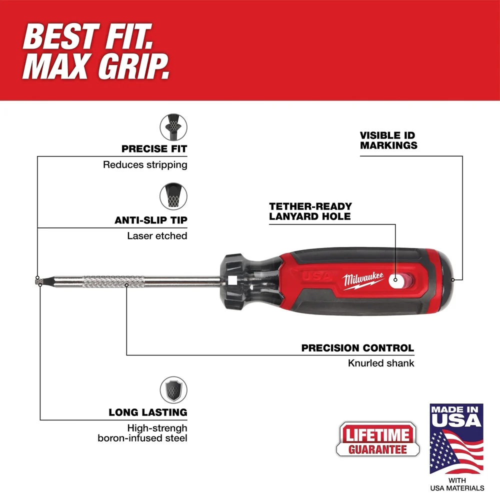 Milwaukee MT227, #1 Square 8" Cushion Grip Screwdriver (USA) - Image 2