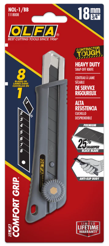 OLFA 1118008, Rubber Grip Ratchet-Lock Utility Knife (NOL-1/BB) - Image 3