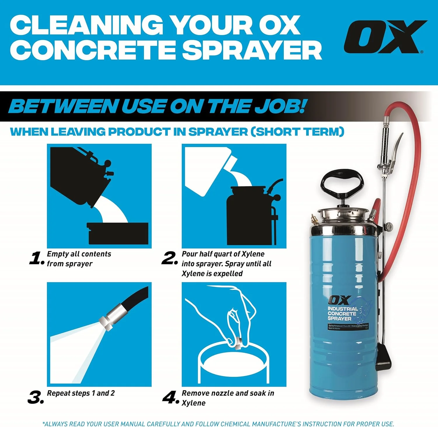 OX Tools OX-P045701, 13.2L CONCRETE SPRAYER – STAINLESS STEEL TANK & EPDM SEAL - Image 7