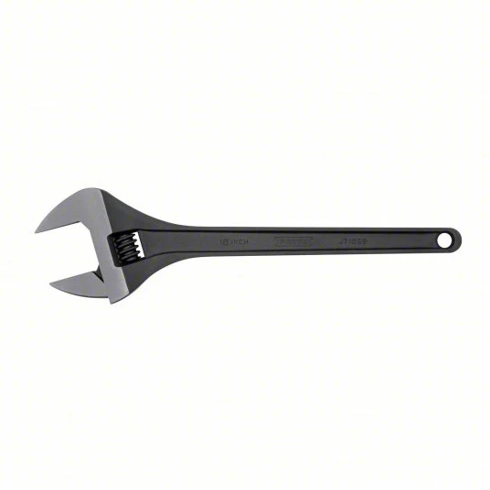 Proto J718SB, Adjustable Wrench: Alloy Steel, Black Oxide, 18 7/32 in Overall Lg, 2 15/32 in Jaw Capacity