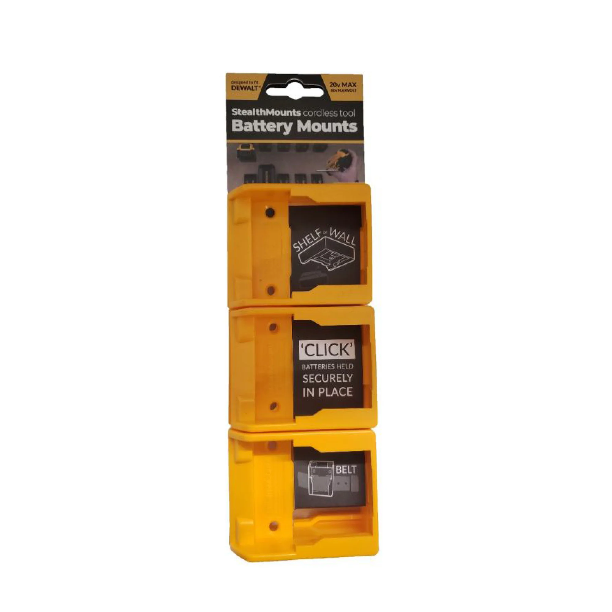 StealthMounts BM-DW18-7-6, DeWalt Battery Mounts (6 Pack) - Red