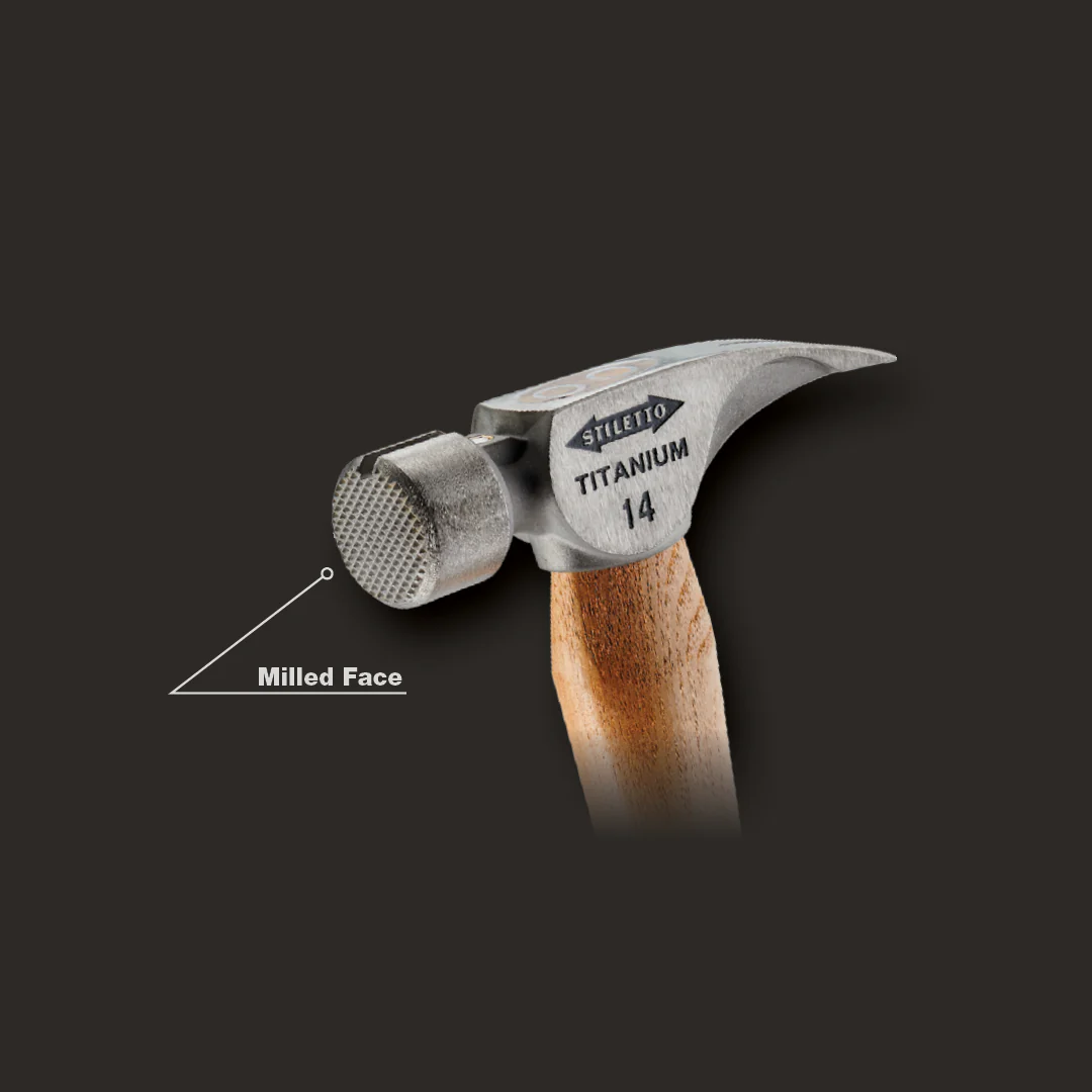 Stiletto TI14MC, 14oz Titanium Milled Face Curved Hickory Handle Hammer - Image 4