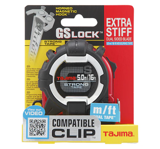 Tajima GS-MC16/5MBW, GS-LOCK, 16ft/5m x 1in strong tape & HORNED MAGNETIC HOOK with COMPATIBLE CLIP - Image 6