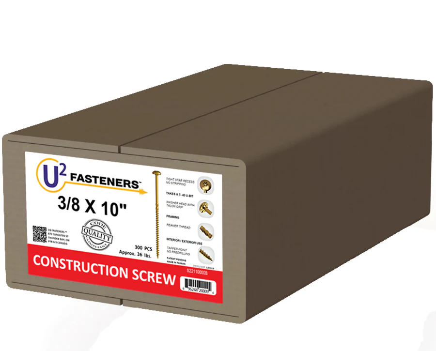 U2 Fasteners S22110000B, Construction Screw 3/8 X 10" (300/pkg)