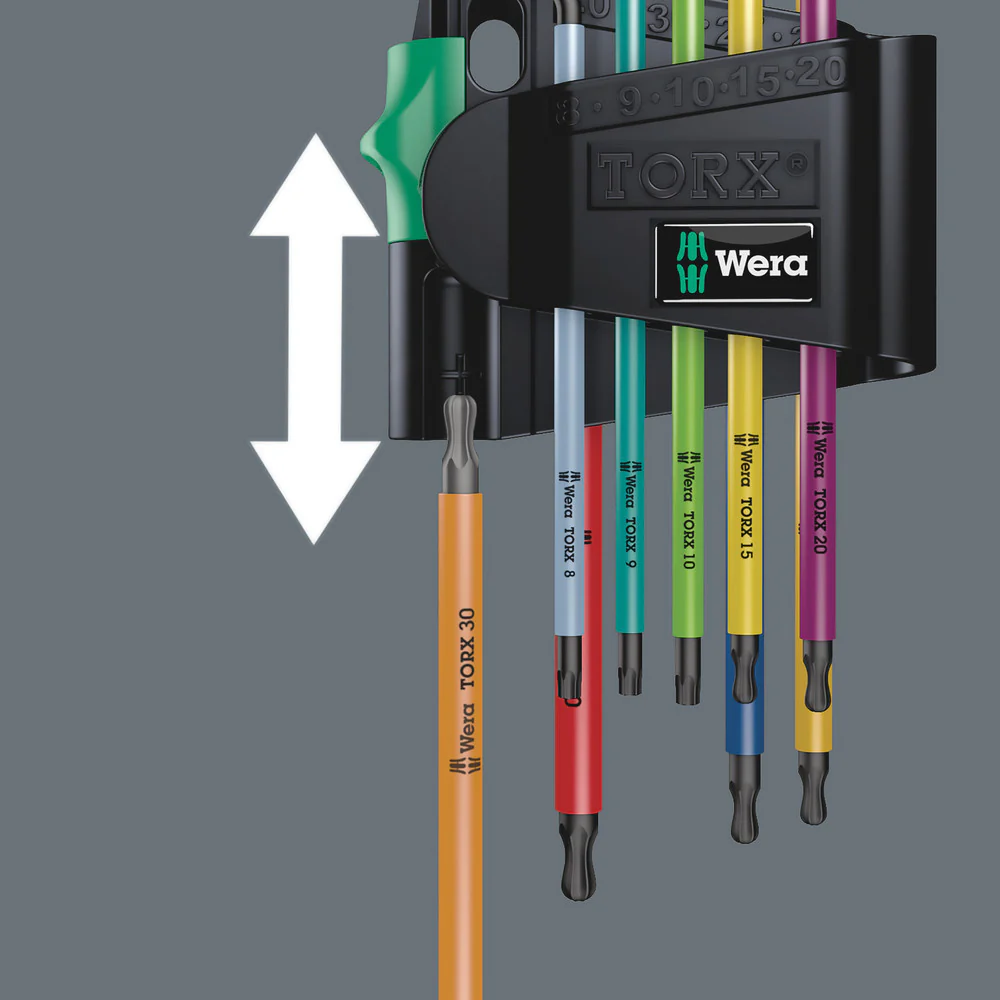 Wera 05073599001, 967/9 TX BO MULTICOLOUR 1 SB L-KEY SET FOR TAMPER-PROOF TORX® SCREWS, BLACKLASER, 9 PIECES - Image 2